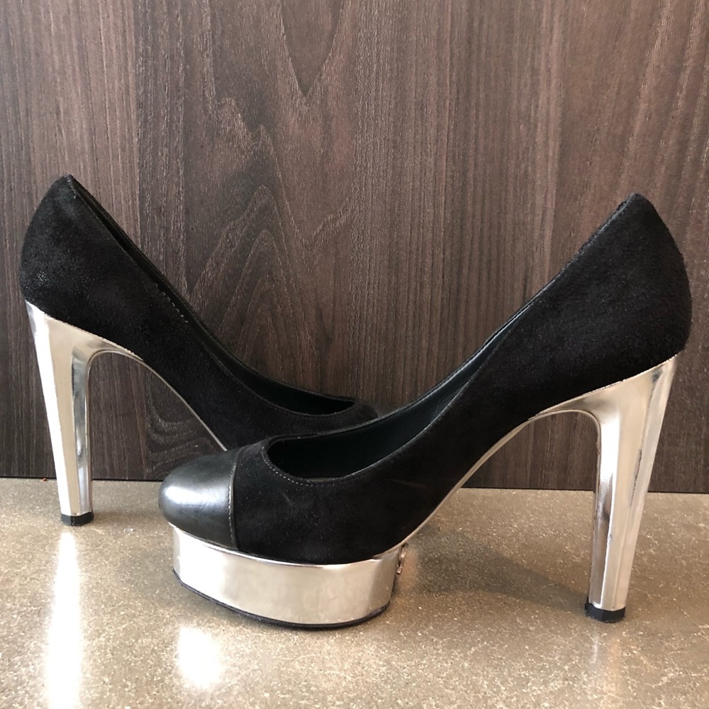 Chanel silver platforms